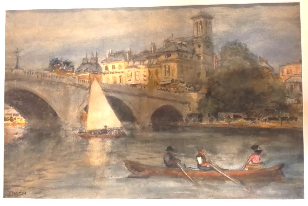 Paris, promenade sur la Seine au Pont Neuf. Technique mixte au pastel. 36.5 x 55.2 cm