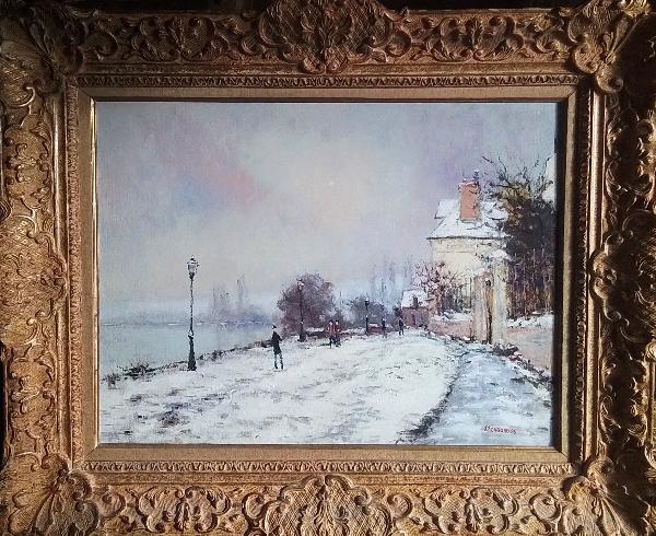 La Seine, le  Quai de la Bouille, Normandie - HST - 50 x 65 cm-Jean Pierre Dubord 1949+