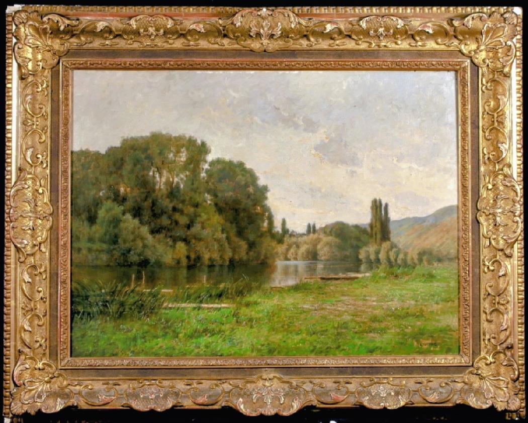 La Seine à Vetheuil - HST - 60 x 81 cm-Foubert 1848+1911-Emile-Louis