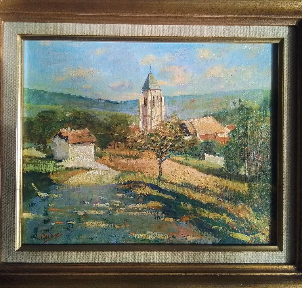 Paysage à l’Eglise - HST - 22 X 27 cm-Didier 1954+-Luc