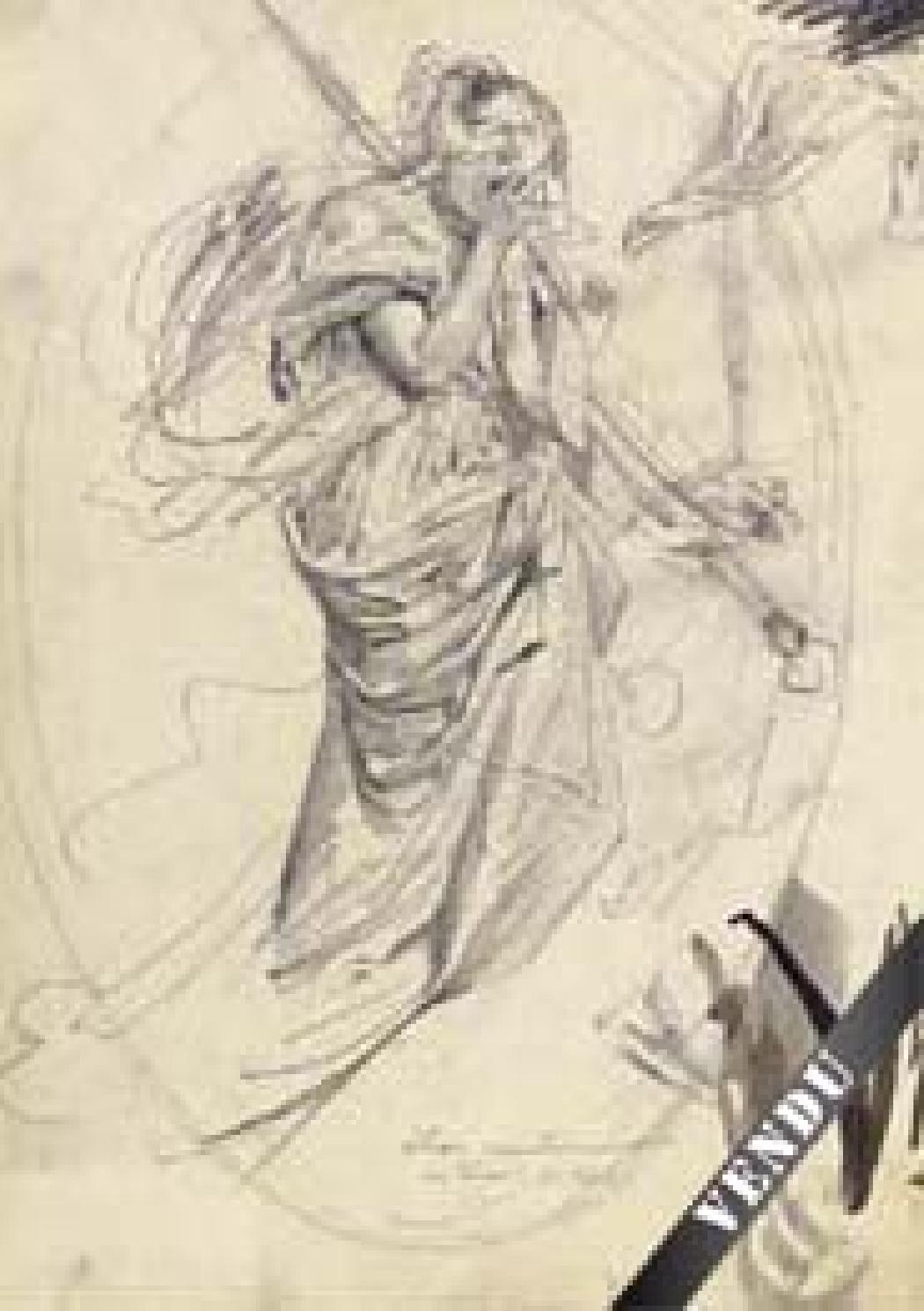 Etude de draperie orientales. Crayon et gouache. 30 X 40 cm