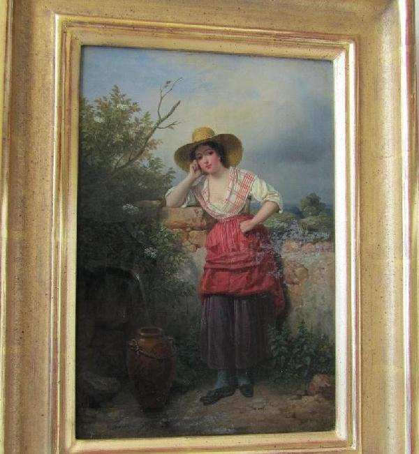 Femme à la jarre - HST - 18 x 35 cm