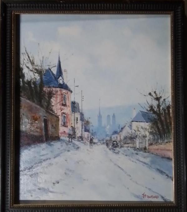 Vue de Rouen, rue d’ Etancourt - HST - 54 x 46 cm-Jean Pierre Dubord 1949+
