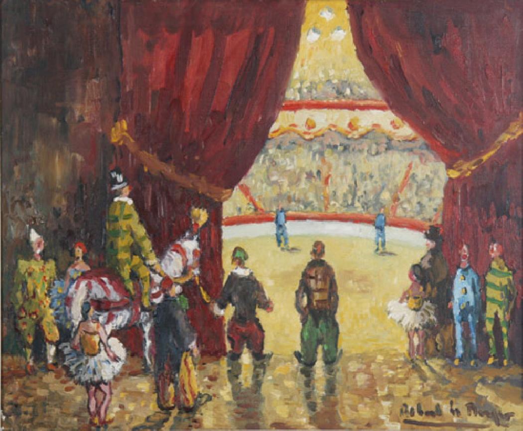 Scène de cirque. La piste aux étoiles. HST 54 x 65 cm 