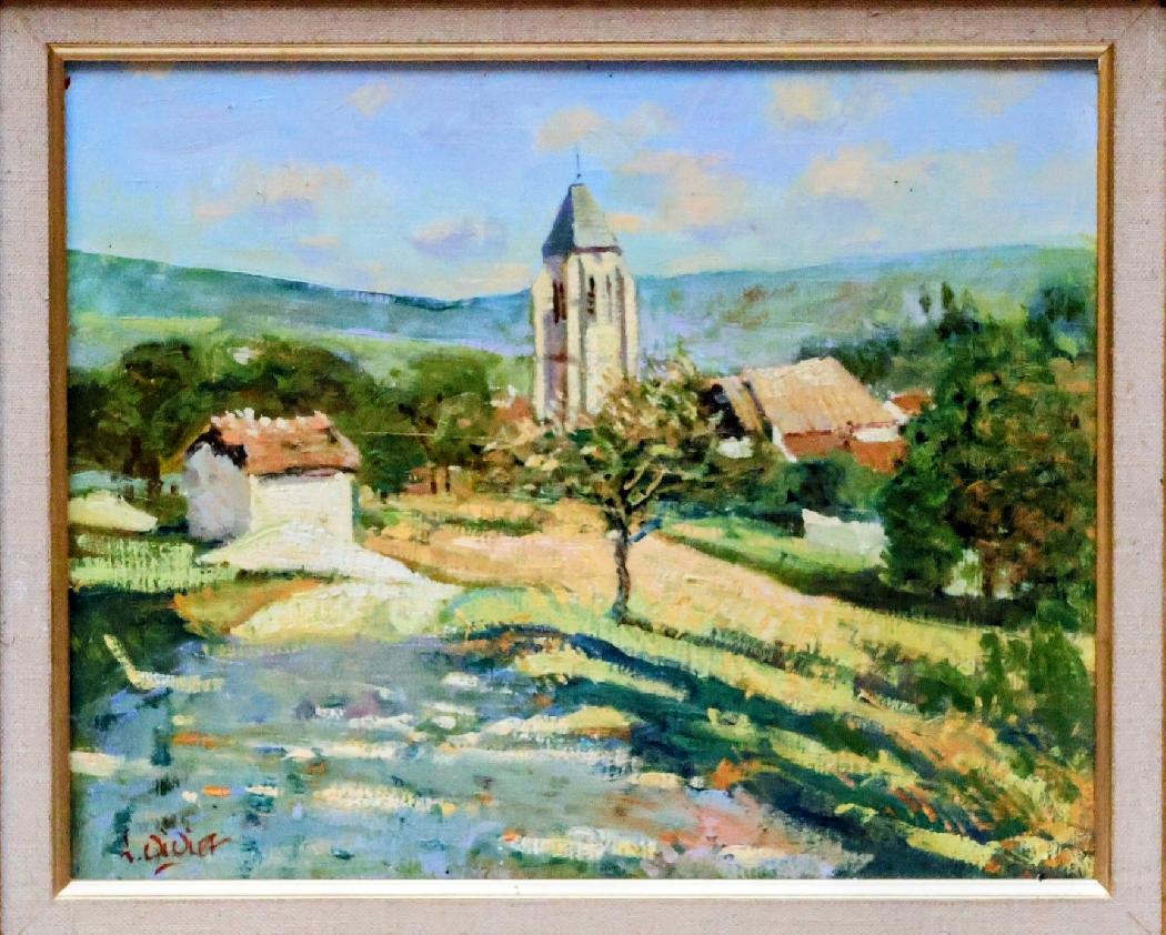 Paysage à l’Eglise - HST - 22 X 27 cm-Didier 1954+-Luc