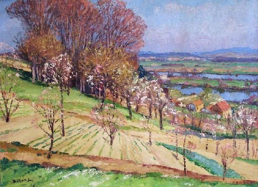 Le Champ de pommiers en Normandie. HST 54 X 73 cm