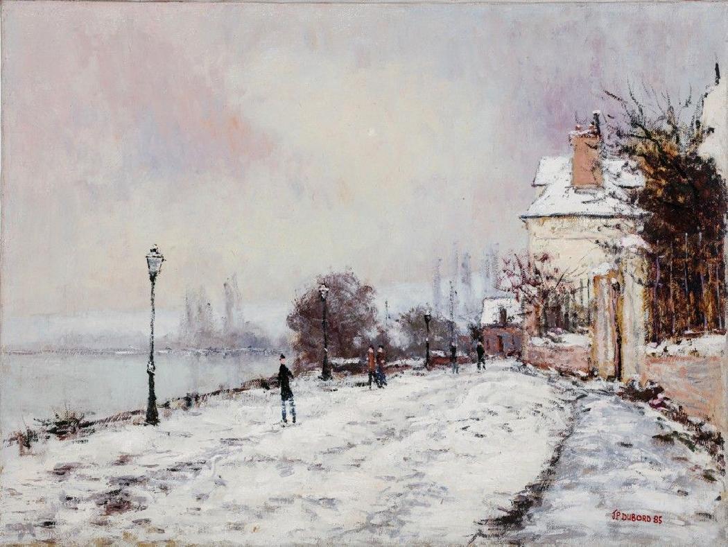 Quai de la Bouille, Normandie, HST 50x65 cm-Dubord 1949+-Jean Pierre