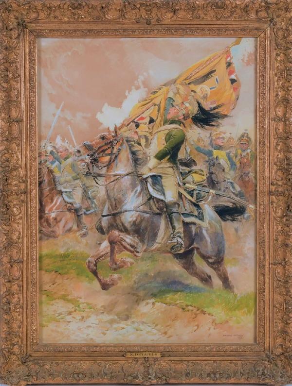 Bataille d’Austerlitz 1805- Trophé de guerre. Gouache - 50 x 70 cm-Edouard Detaille 1848+1912