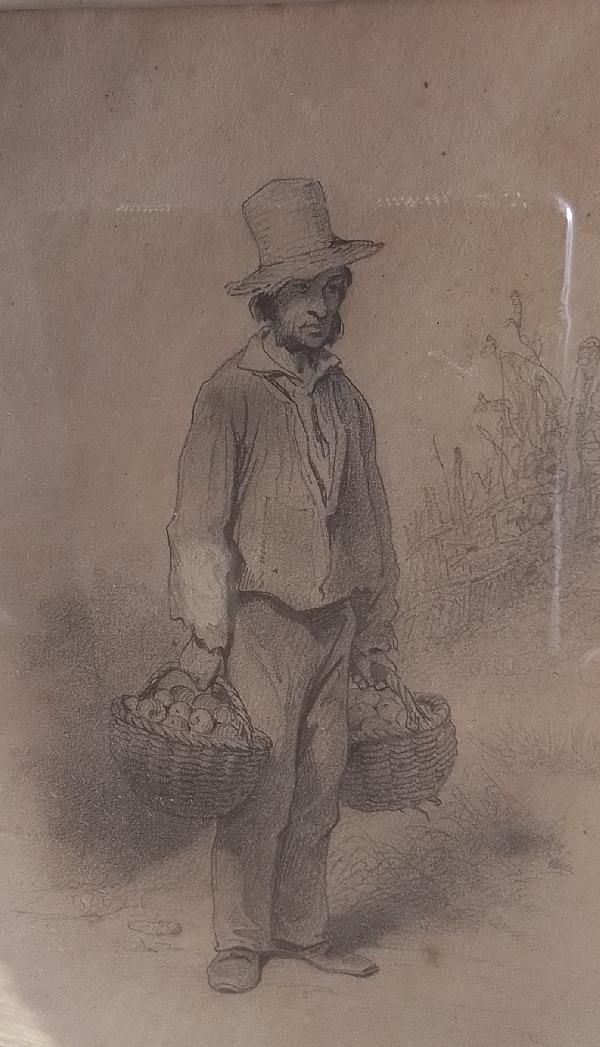 La cueillette des pommes - crayon - 16 x 11 cm