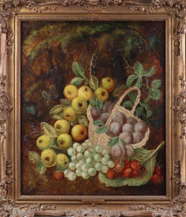 Nature morte aux pommes et prunes - HST 50 x 60 cm