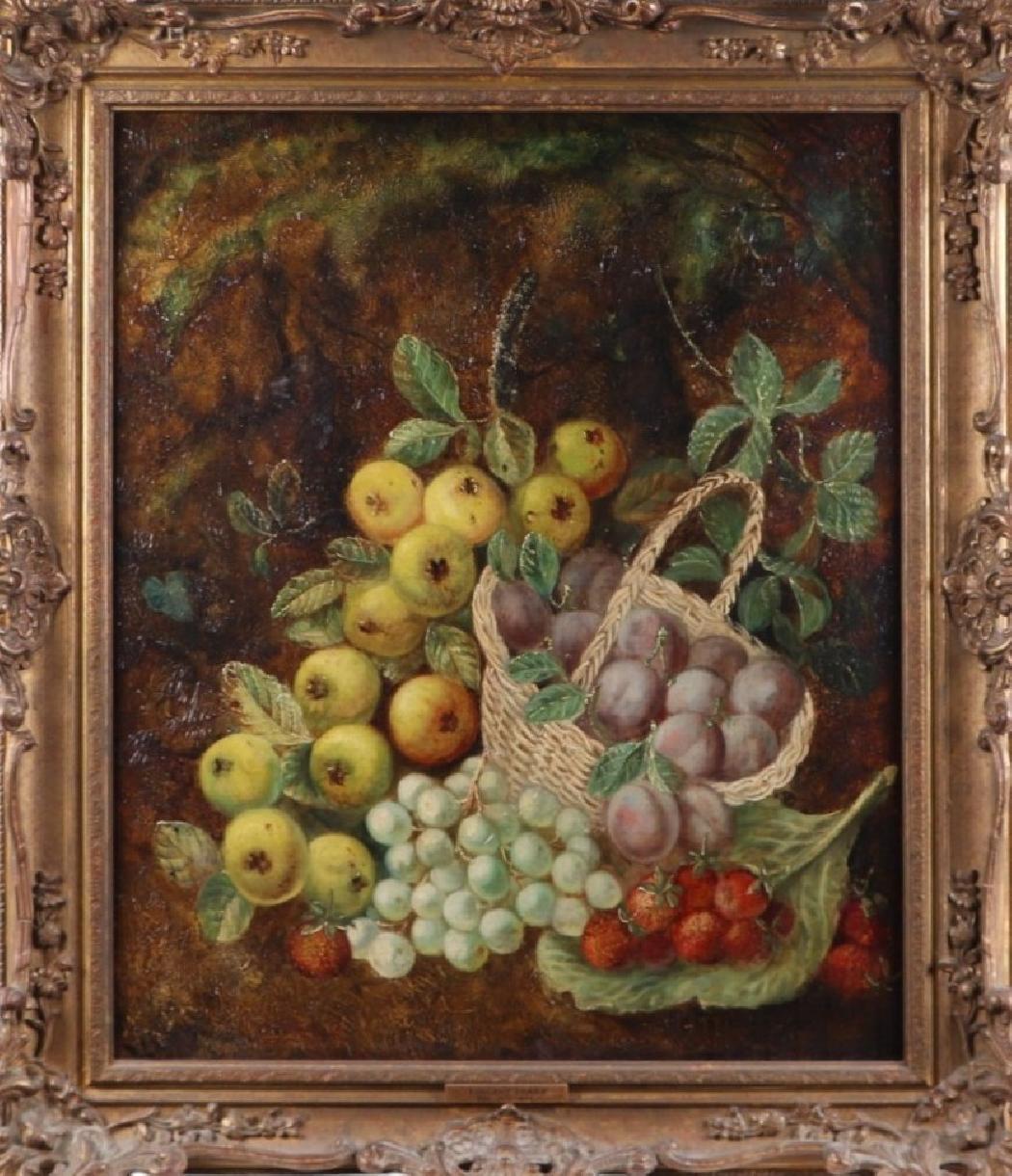 Nature morte aux pommes et prunes - HST 50 x 60 cm-Clare 1855+1930-Vincent 