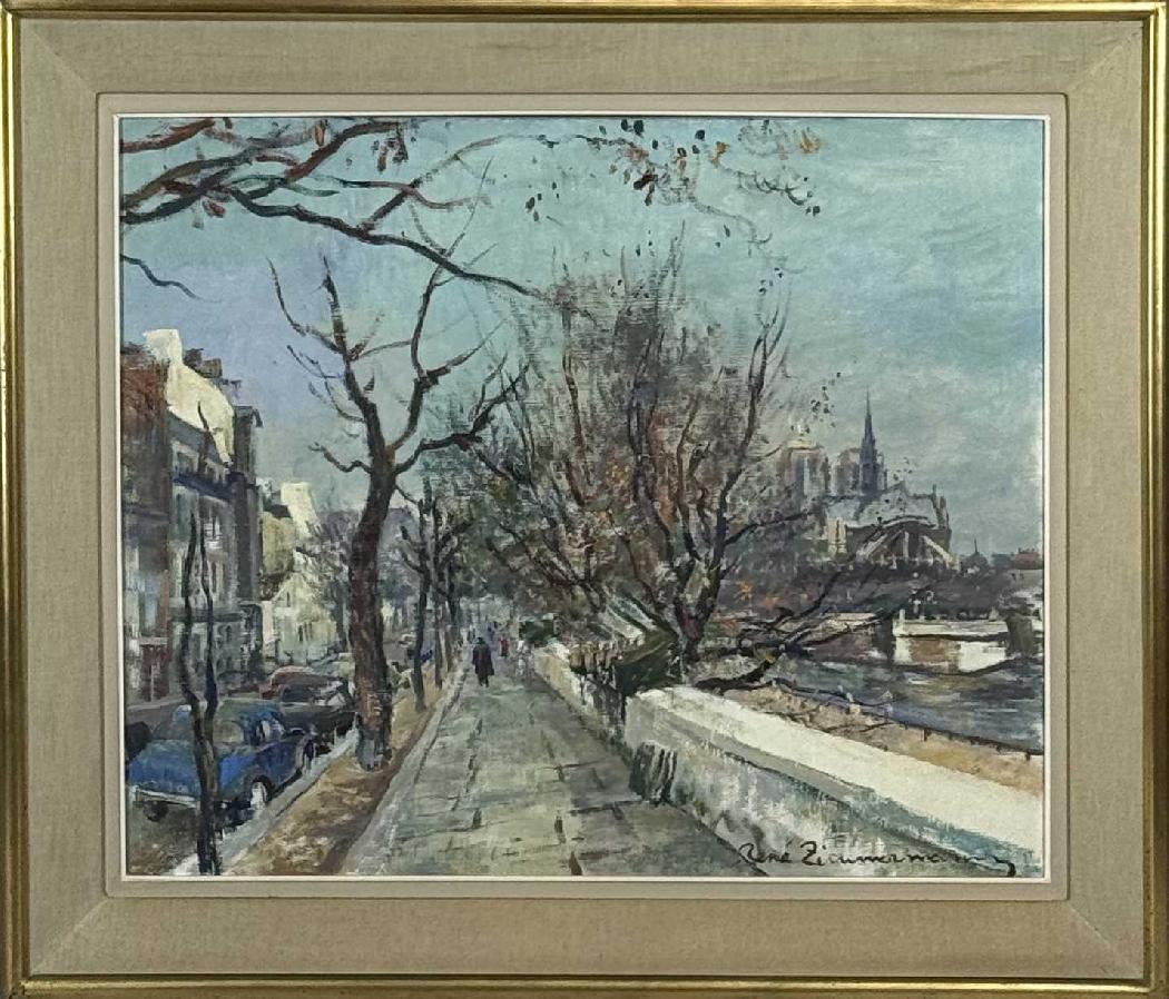 Paris, les Quaies, Notre-Dame - HST - 50 X 65 cm-Zimmermann 1904+1991-René 