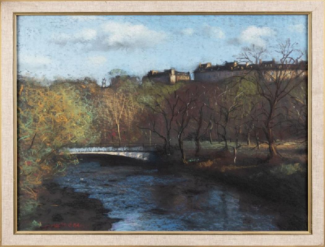 Paysage à la rivière, Angleterre – Pastel – 55 x 65 cm