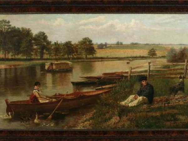 Les Canotiers – L’oise à Giverny. HST 70 x 120 cm