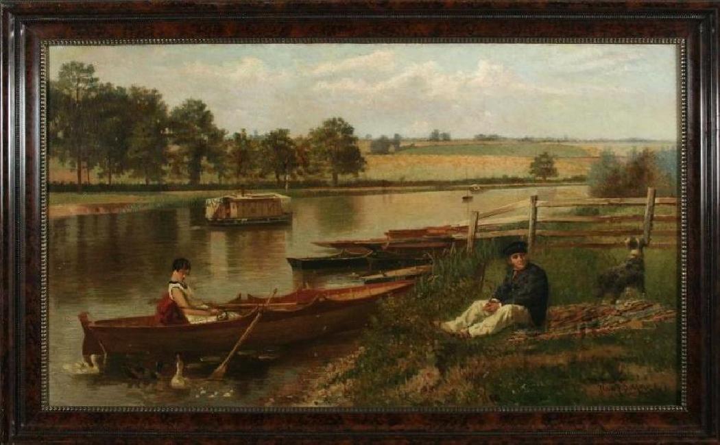 Les Canotiers - Sunday stroll along the Oise. O/C 70 x 120 cm