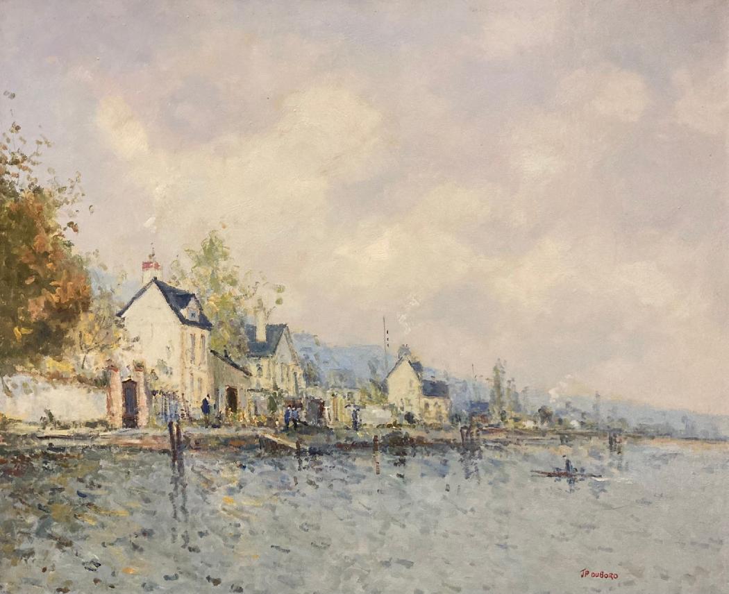 Bords de Seine avec barque – HST – 55 x 47 cm