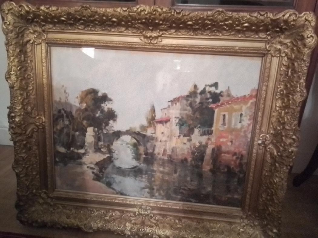 Village de l’Ariège, en bordure de rivière. HSC 50 x 65 cm