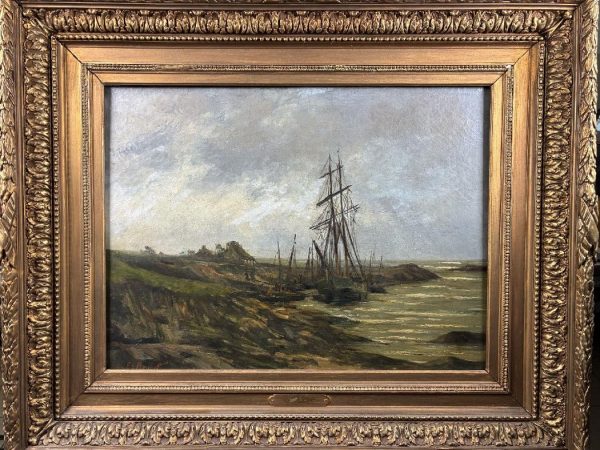 Voilier au port en Bretagne – HST – 59 x 44 cm