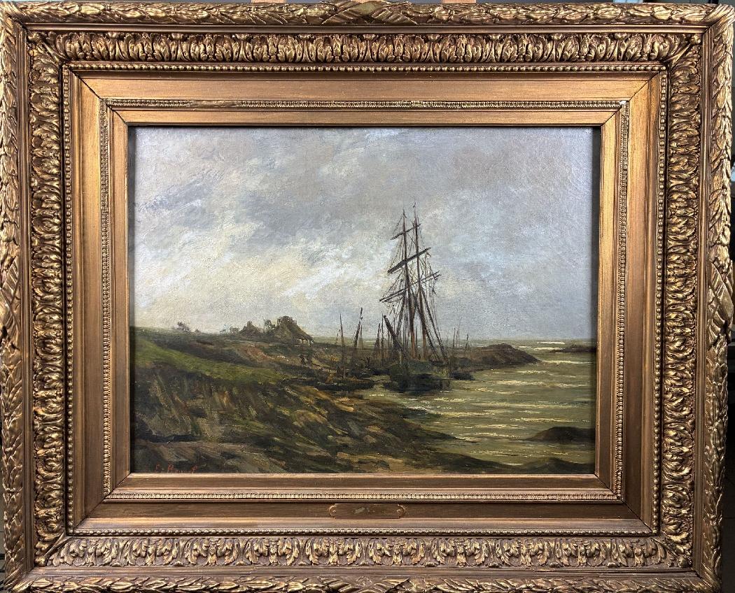 Sailboat at enchor in Bretagne - O/C - 59 x 44 cm