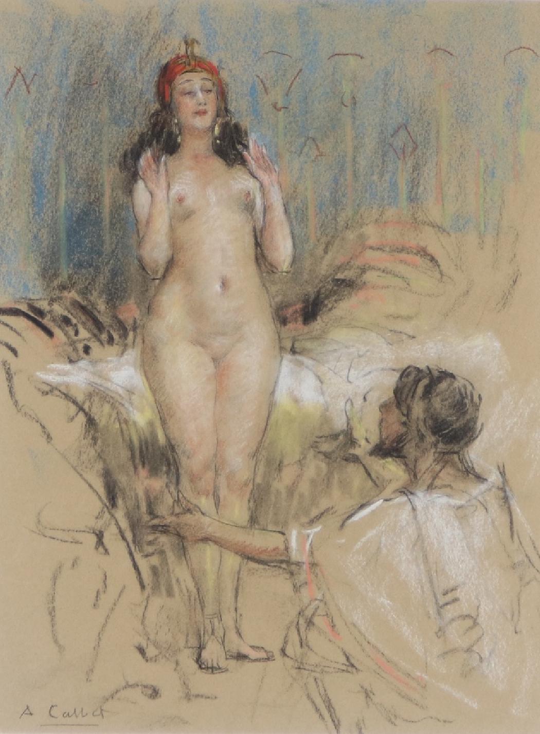 Femme nue au harem. Pastel 23 x 31 cm