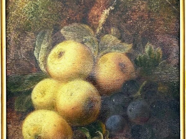 Composition aux fruits sur fond de nature – HST – 23 X 18 cm