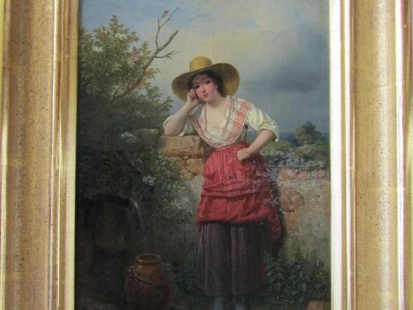 Femme à la jarre – HST – 18 x 35 cm