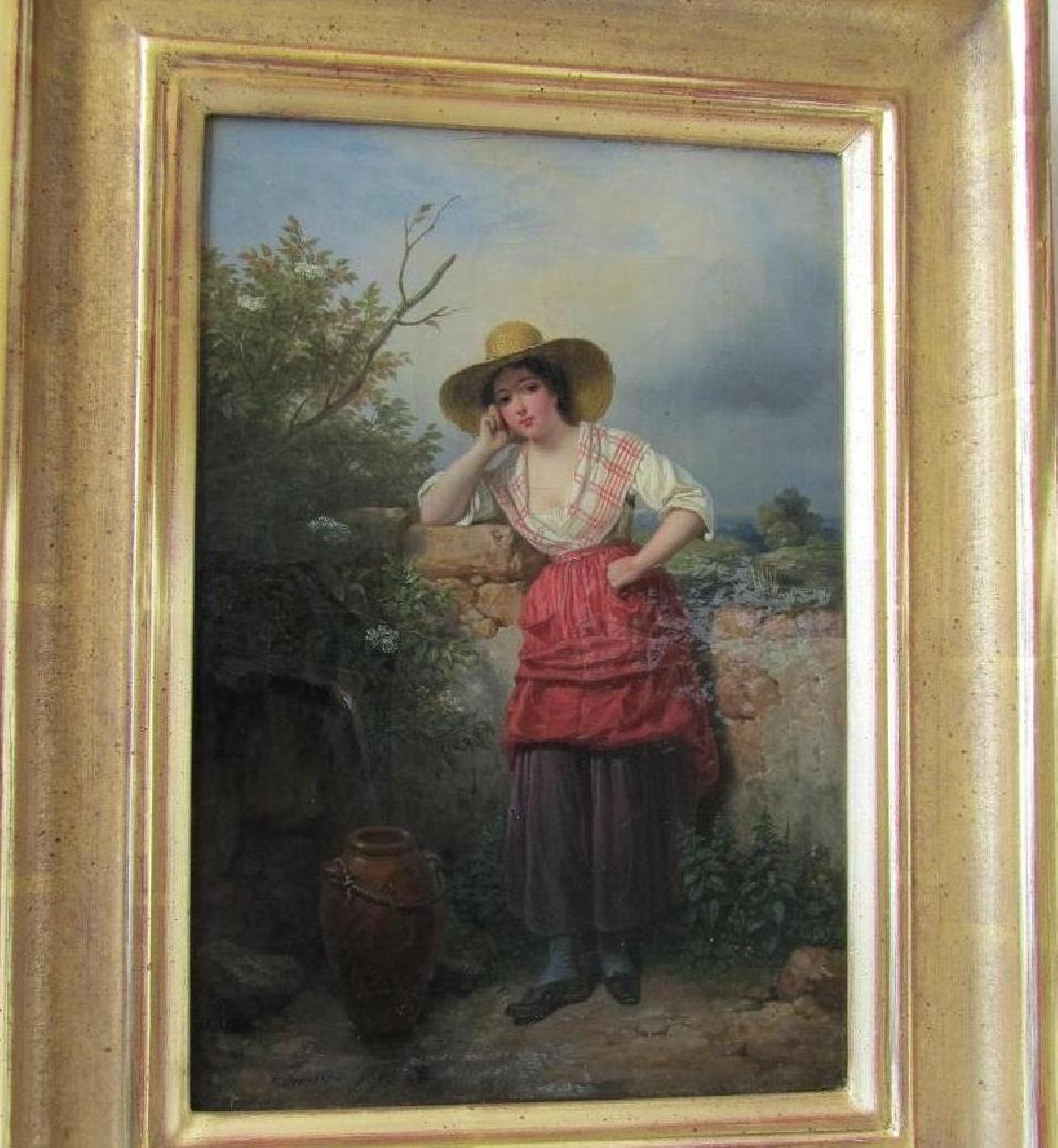 Femme à la jarre – HST – 18 x 35 cm