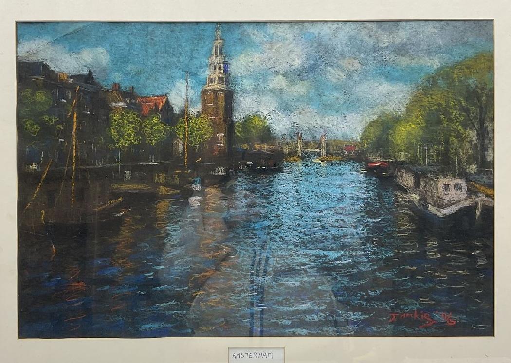Vue du canal d’Amsterdam – Hollande – Pastel – 40×60 cm