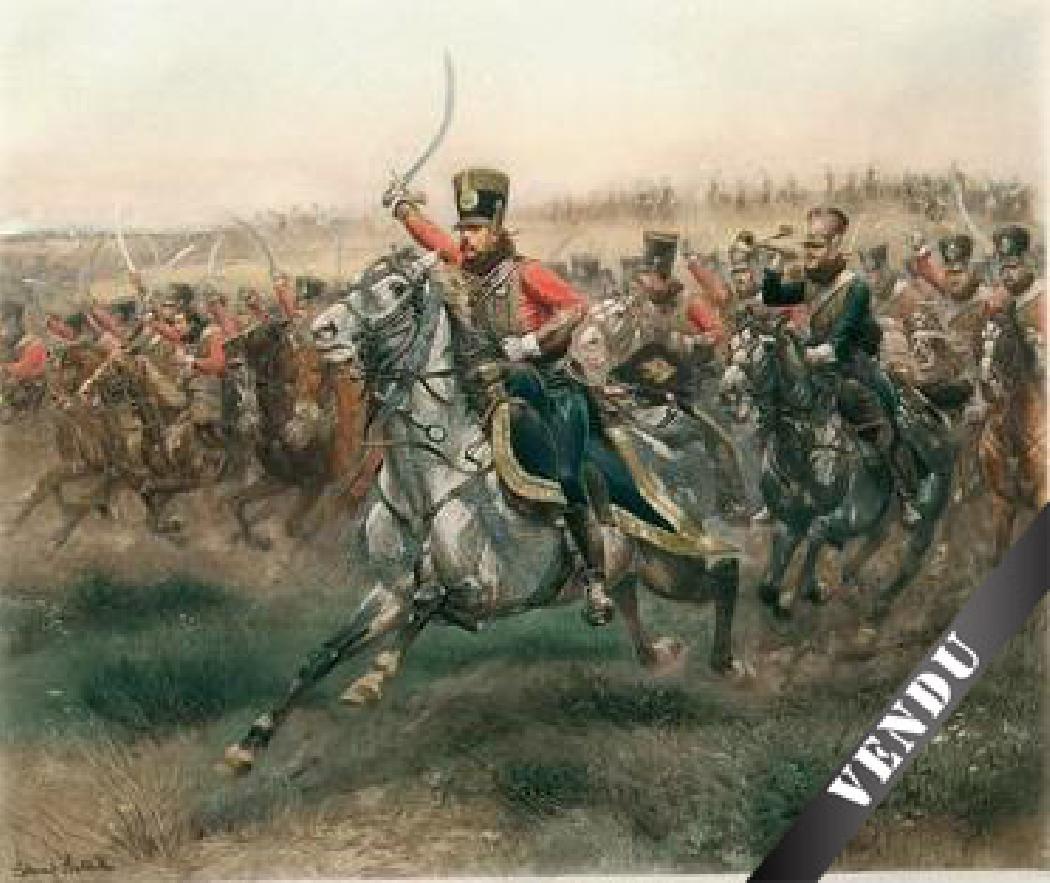 The Charge at Friedland Signed engraving - 71,5 x 87,5 cm