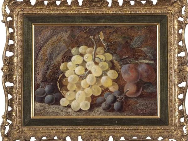 Composition aux fruits sur fond de nature – HST – 22 x 30 cm