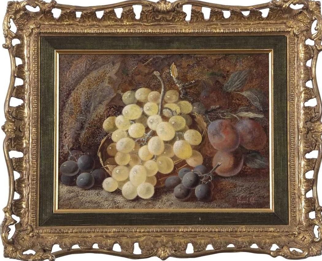 Fruits composition on a mossy bank - O/C- 22x 30 cm