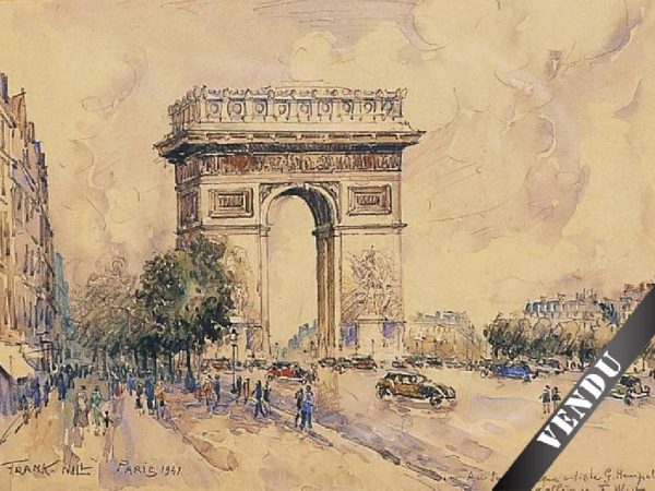 Avenue de la Grande Armée. Aquarelle 24,5 x 37,5 cm