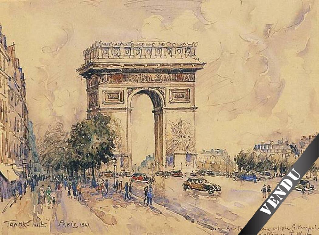 Avenue de la Grande Armée. Aquarelle 24,5 x 37,5 cm