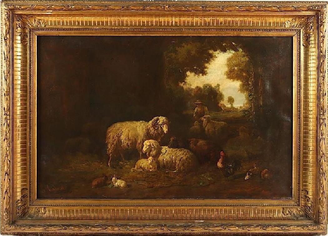 Bergère et ses moutons – HST – 65 X 90 cm