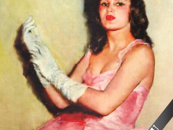 Barbara aux gants blanc, précédant la danse. HST 60 x 73 cm
