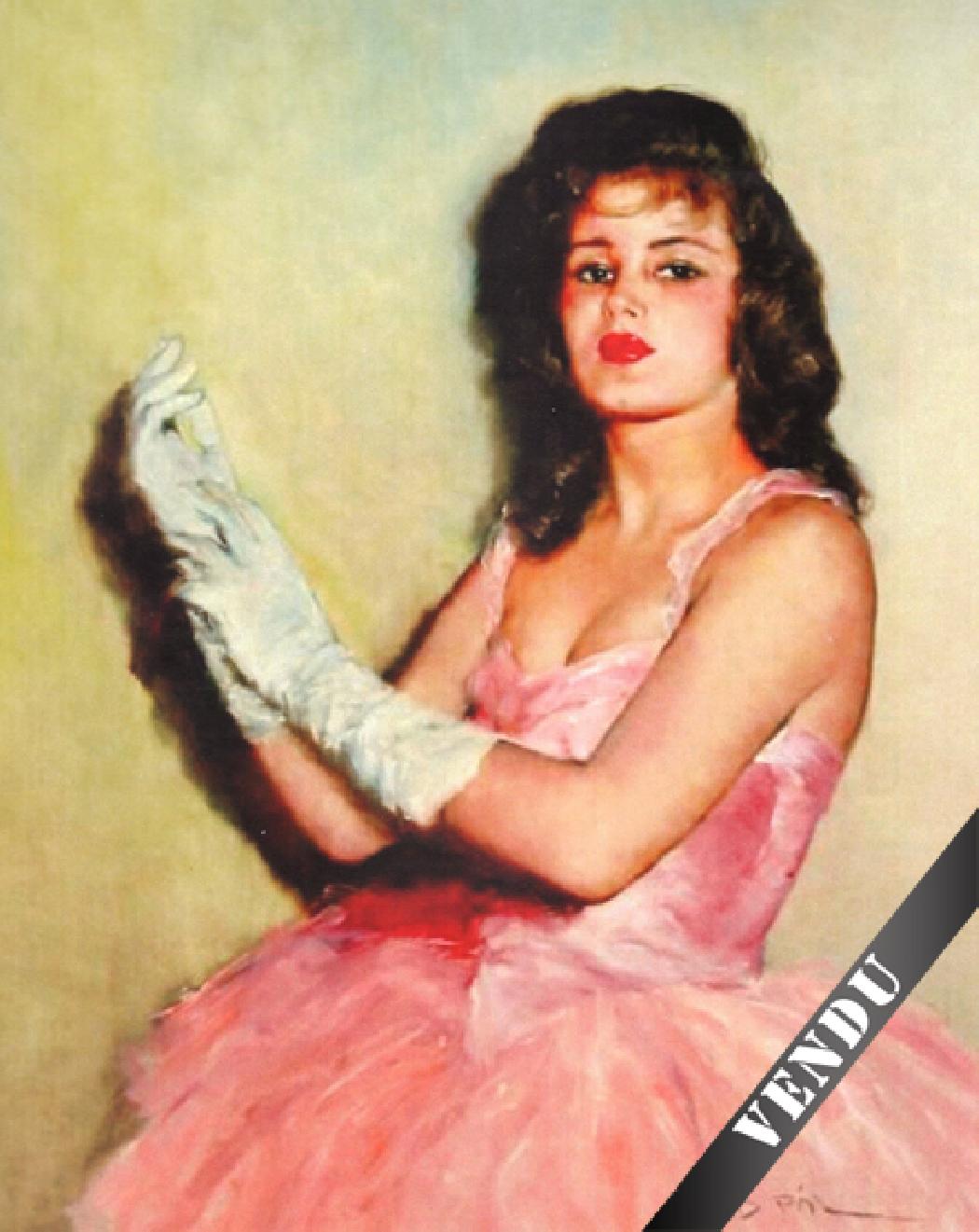Barbara aux gants blanc, précédant la danse. HST 60 x 73 cm