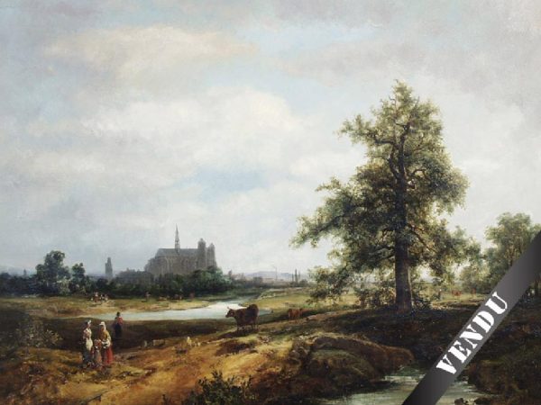 Les gardiennes de vaches aux alentours d’Amiens. HST 96 x 69 cm
