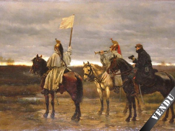La Trêve de 1871 – guerre franco prussienne. HST 38 x 56 cm