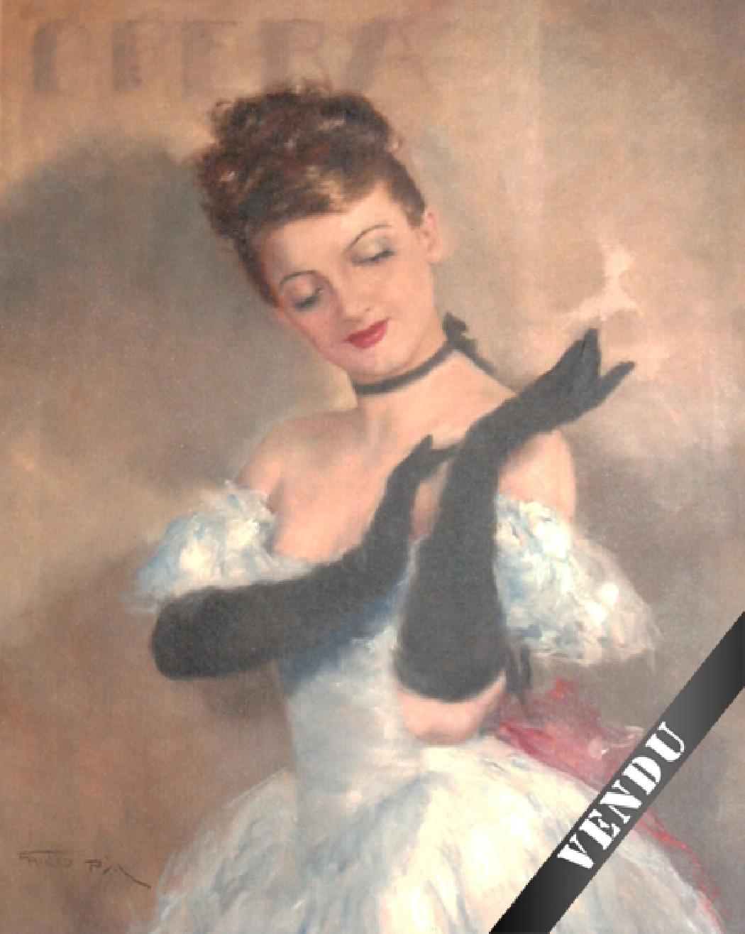 Ballerine aux gants noirs, précédant la danse. HST 60 x 73 cm