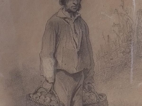 La cueillette des pommes – crayon – 16 x 11 cm