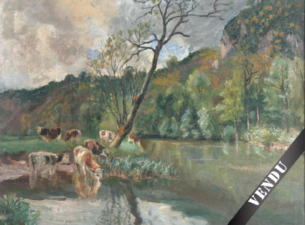 Landscape with cows in Normandie. O/C 43 x 61 cm x 100 cm