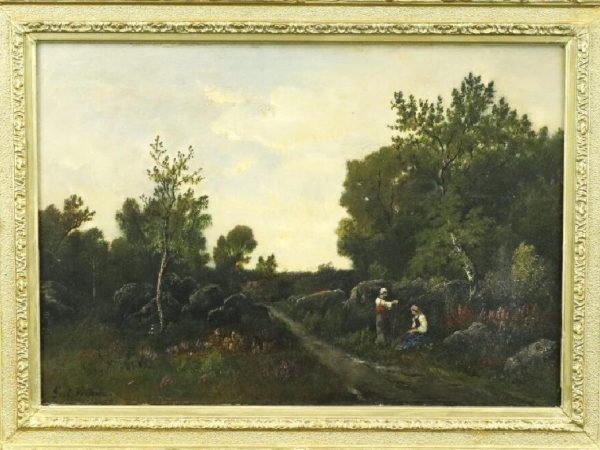 Paysage en forêt de Fontainebleau – HST – 31 x 46 cm