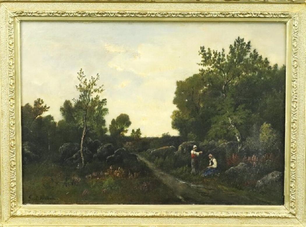 Paysage en forêt de Fontainebleau – HST – 31 x 46 cm