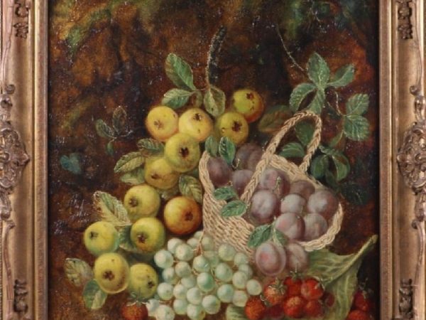 Nature morte aux pommes et prunes – HST 50 x 60 cm