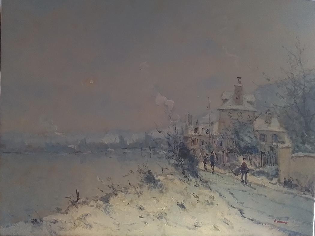 Bords de Seine enneigés en Normandie -HST – 52 x 64 cm