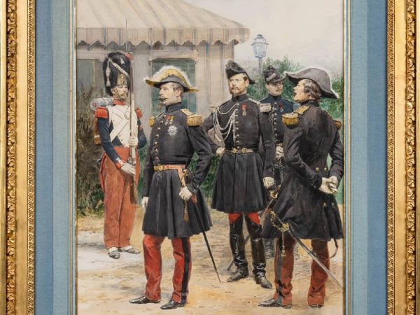 Napoleon III – Revue au Camp de Chalon-sur-Saone. Gouache 73 x 66 cm