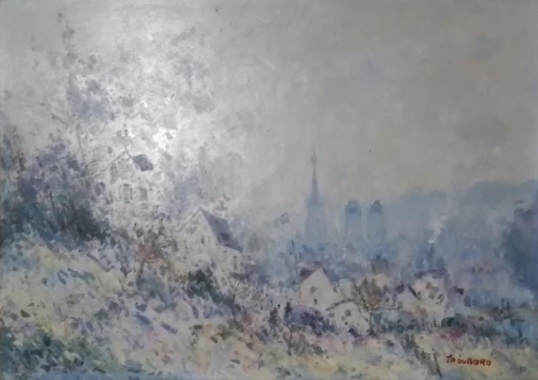 Vue de Rouen avec maisons et arbres – HST – 35 x 45 cm